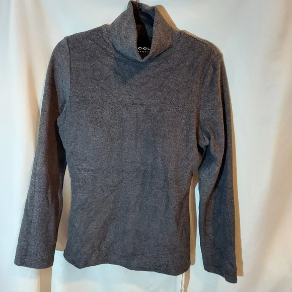 OGL Fitted Cozy Layering Women's Charcoal Turtleneck Sweater With Built-in Bra - Picture 1 of 8